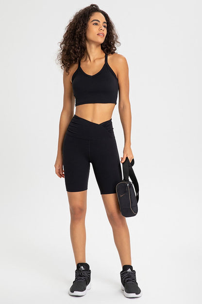 Crisscross Back V-Neck Sports Bra