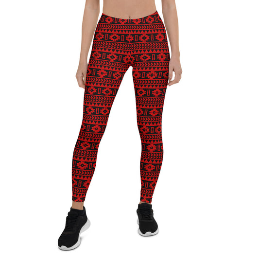 Red Pattern Leggings