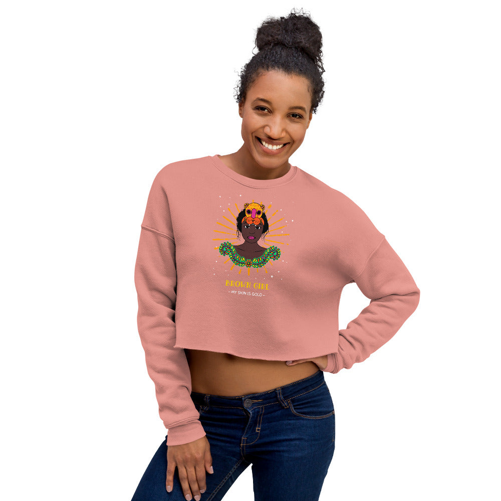 Women's Brown Girl Crop Sweatshirt