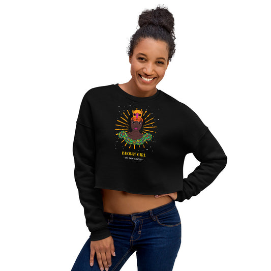 Women's Brown Girl Crop Sweatshirt