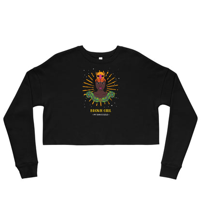 Women's Brown Girl Crop Sweatshirt